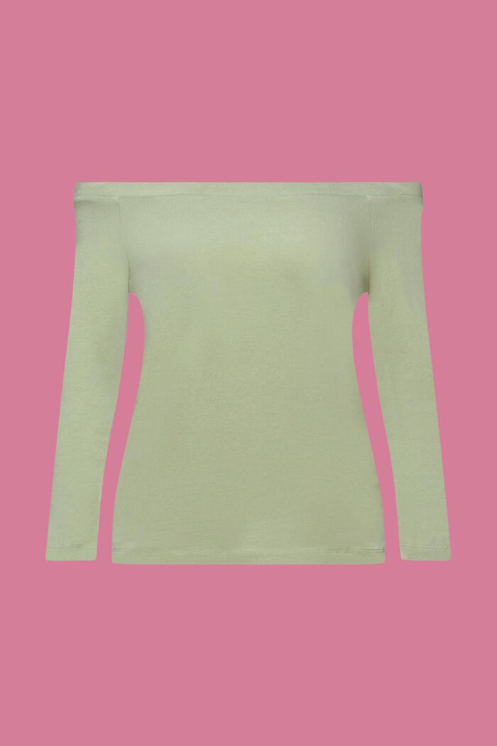Bavlněné tričko s odhalenými rameny, LIGHT KHAKI, detail image number 5