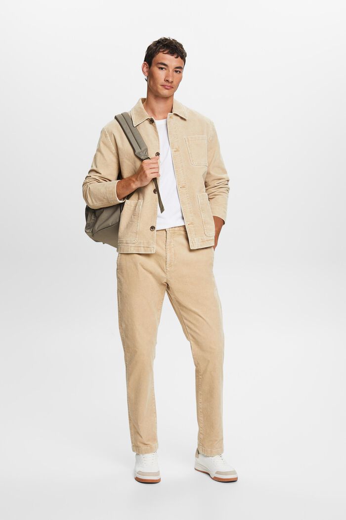 Manšestrové kalhoty s rovným straight střihem, SAND, detail image number 1