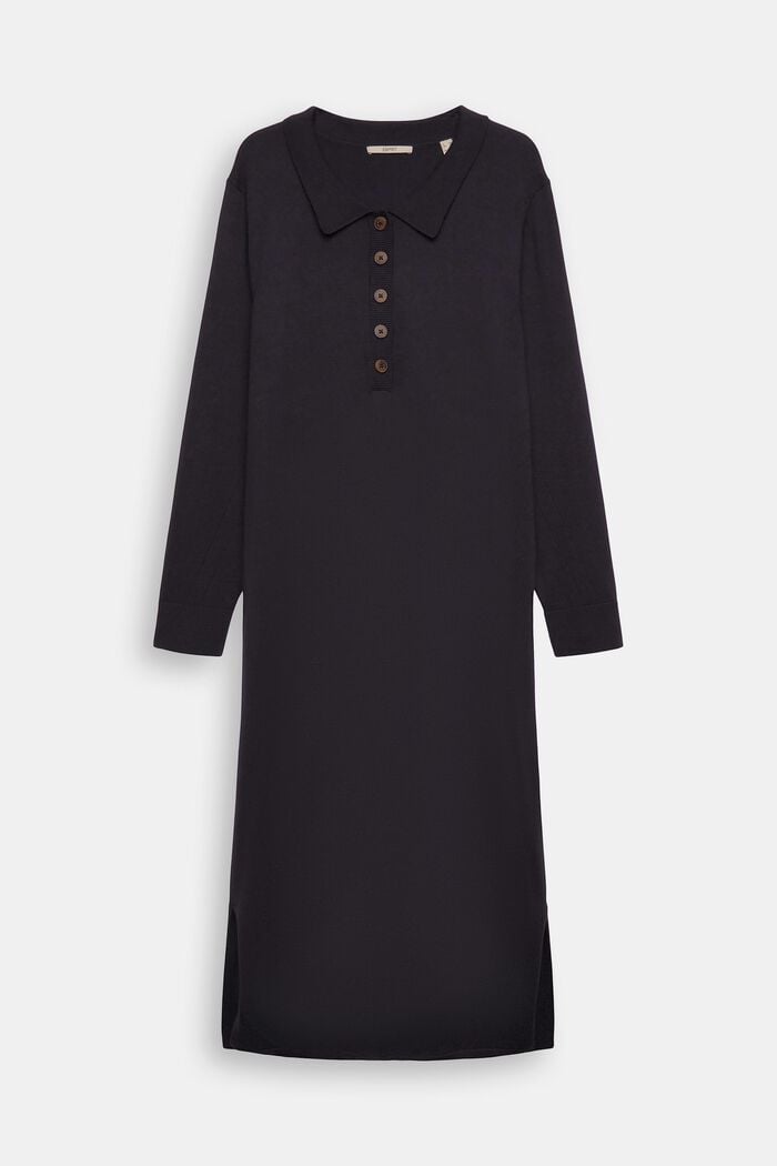 CURVY: šaty s polokošilovým límečkem, z pleteniny, BLACK, overview