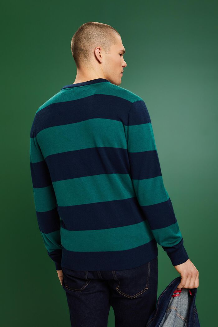 Vlněný bezešvý pulovr s proužky, DARK BLUE, detail image number 2