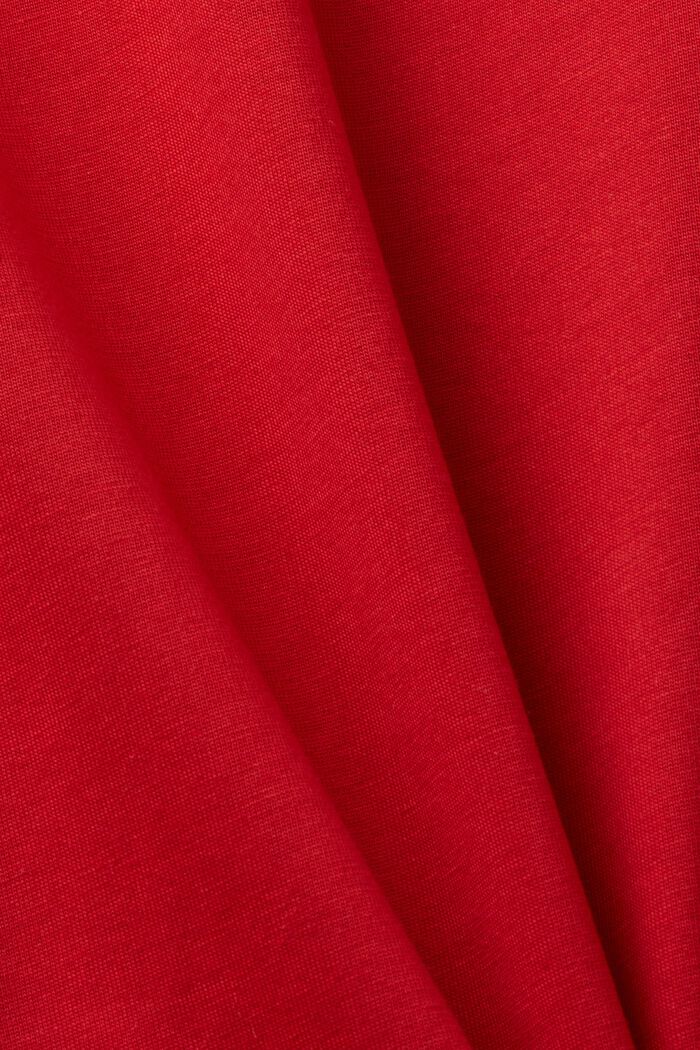 Žerzejové tričko se špičatým výstřihem, 100% bavlna, DARK RED, detail image number 5