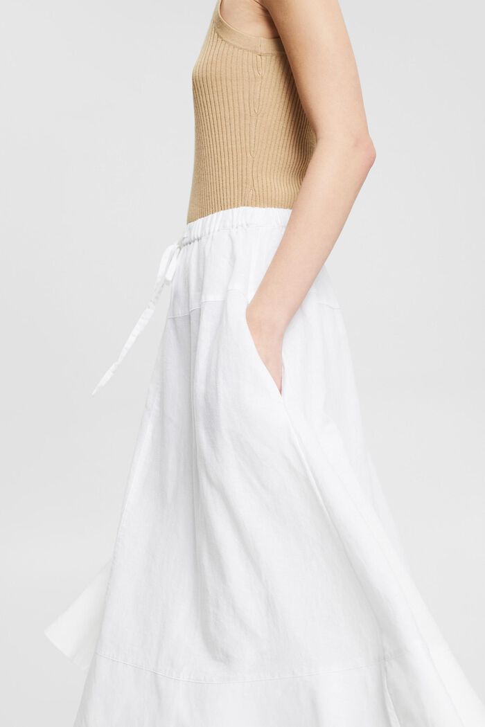 Midi sukně: ze směsi se lnem, WHITE, detail image number 2