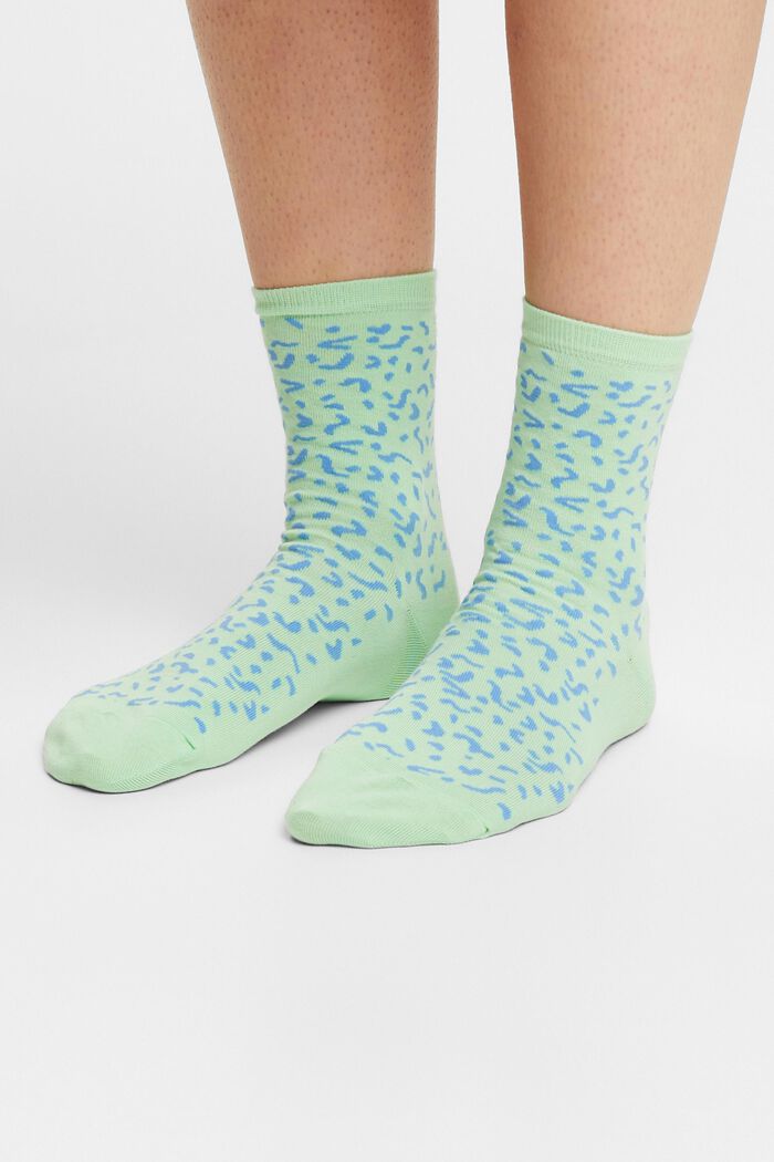 Bavlněné ponožky s potiskem, 2 páry v balení, JEANS/MINT, detail image number 1