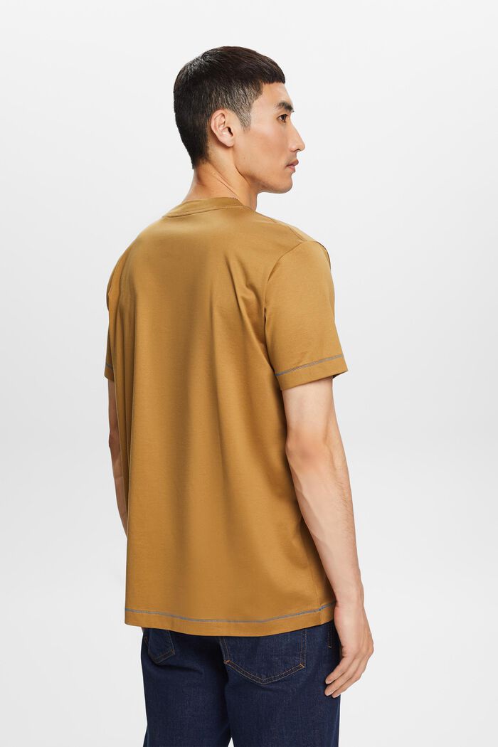 Žerzejové tričko s kulatým výstřihem, 100% bavlna, TOFFEE, detail image number 3
