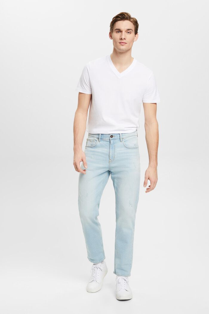 Bavlněné tričko Slim Fit se špičatým výstřihem, WHITE, detail image number 4