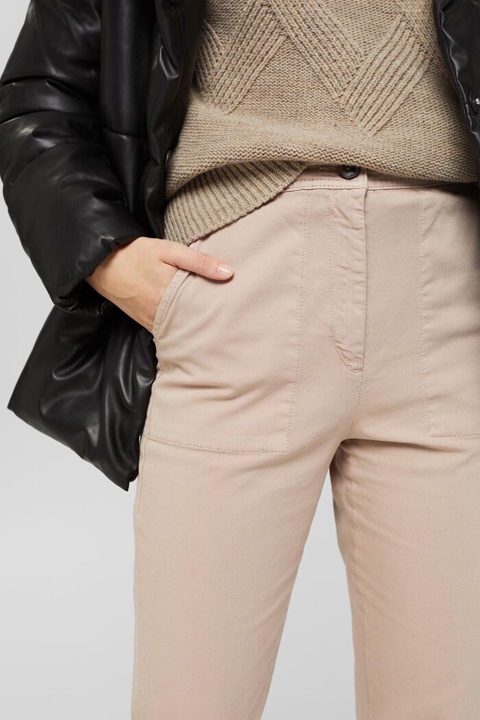 Kalhoty s vysokým pasem z bio bavlny, LIGHT TAUPE, detail image number 2