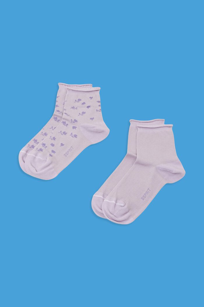 Krátké ponožky s květovaným vzorem, 2 páry v balení, ANEMONE, detail image number 0