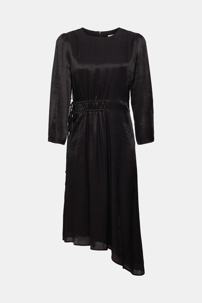 Midi šaty s asymetrickým lemem, BLACK, overview