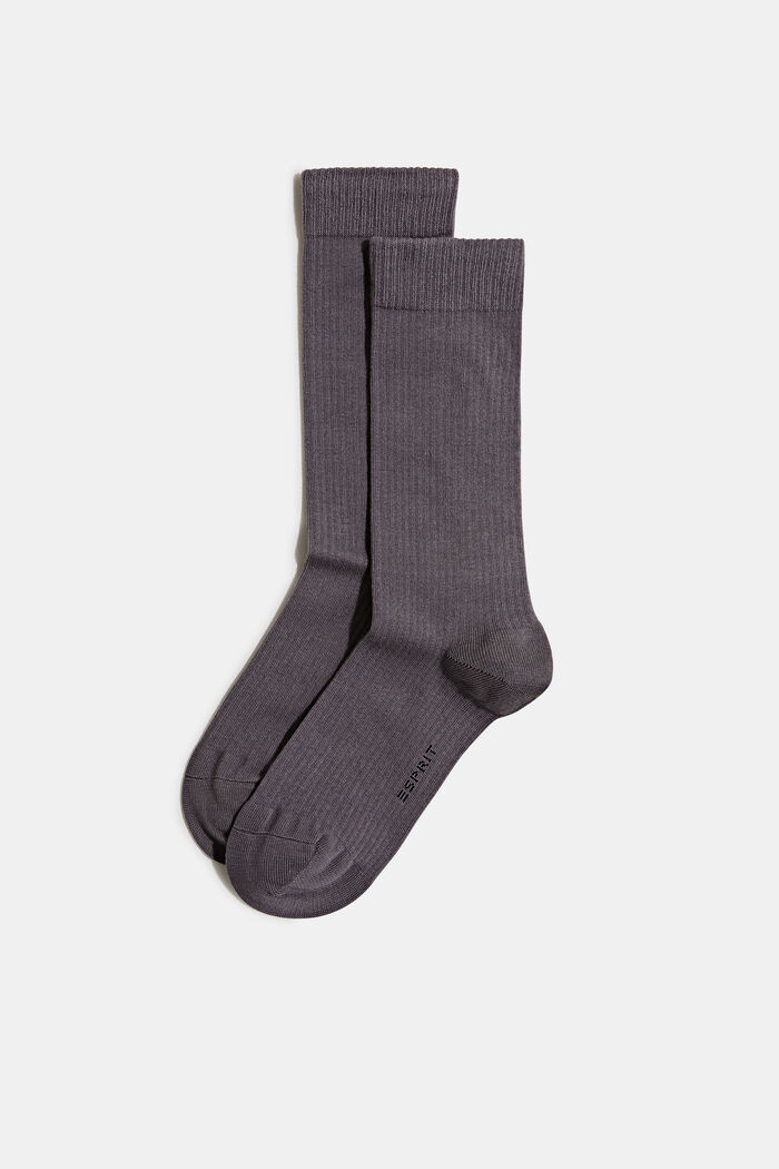 Sportovní ponožky s žebrovanou strukturou, 2 páry v balení, LIGHT GREY MELANGE, overview