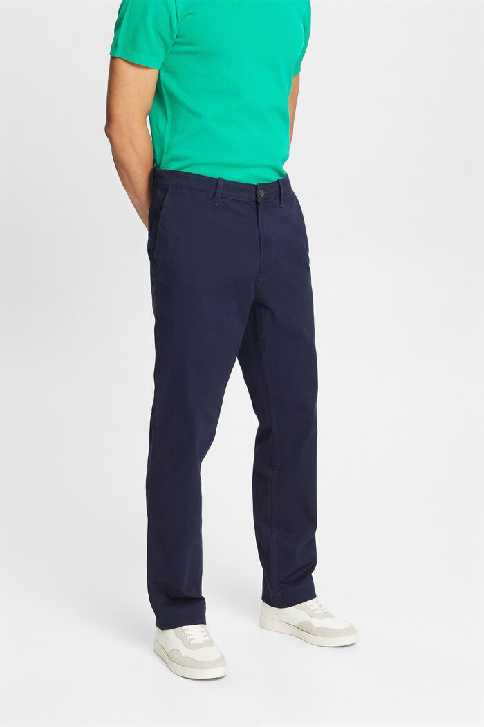 Bavlněné kalhoty chino s rovnými nohavicemi, NAVY, detail image number 0