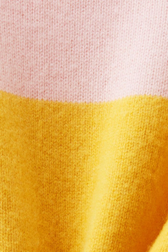 Kašmírový pulovr s polokošilovým výstřihem, pruhy, YELLOW, detail image number 4