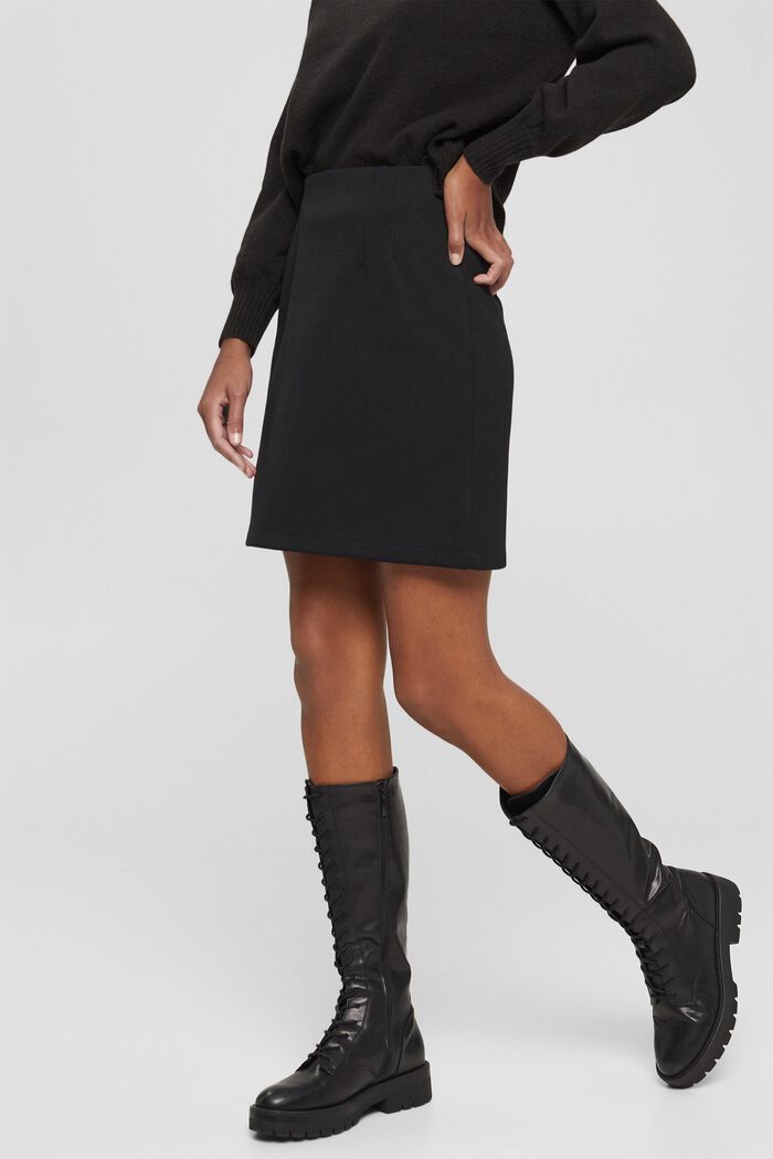 Mini sukně z kompaktní teplákoviny, BLACK, overview