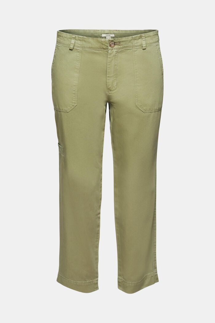 Capri kalhoty z bavlny pima, LIGHT KHAKI, detail image number 6