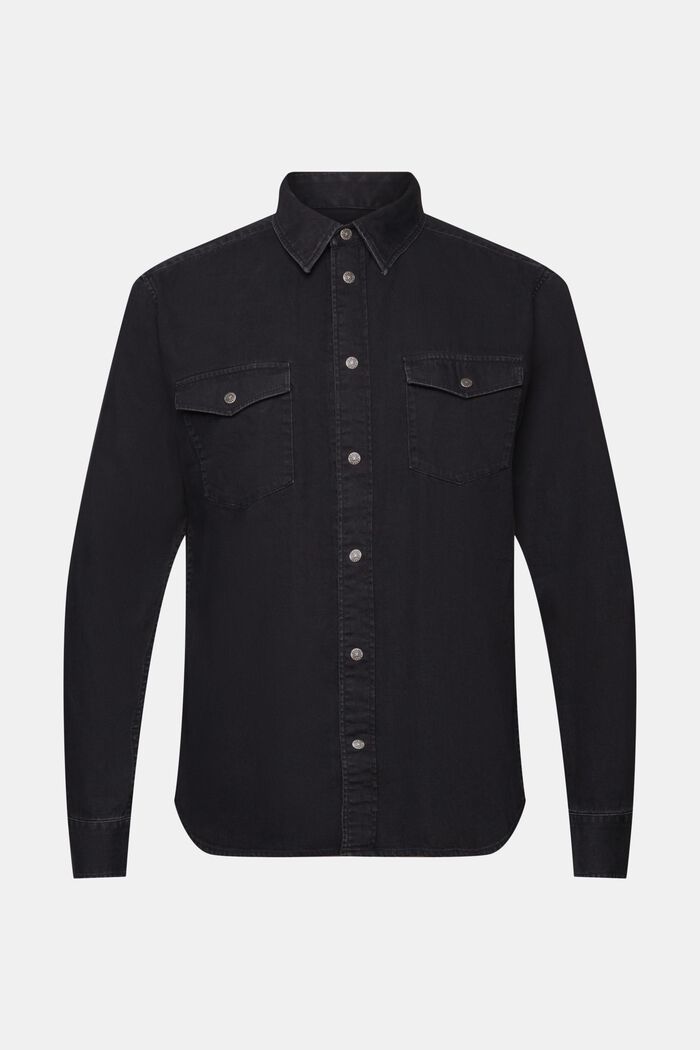 Denimová košile, 100% bavlna, BLACK DARK WASHED, detail image number 6