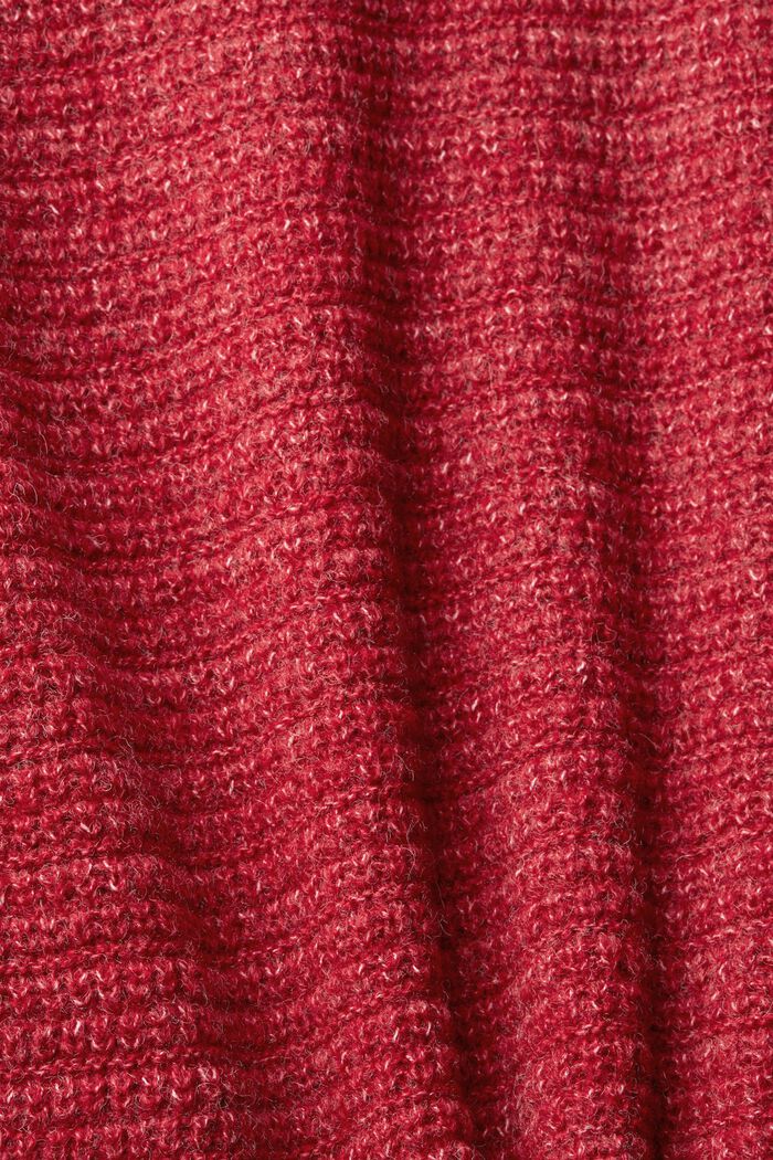 Pulovr ze strukturované pleteniny, směs s vlnou, DARK RED, detail image number 5