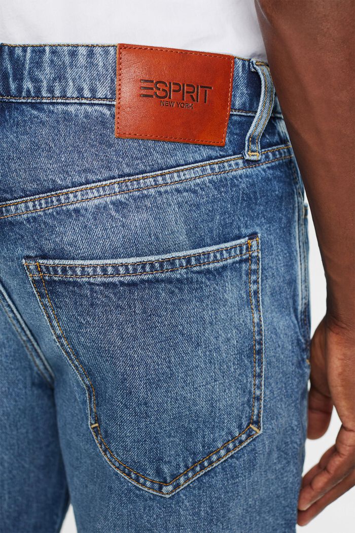 Rovné zužující se džíny se středně vysokým pasem, BLUE MEDIUM WASHED, detail image number 4