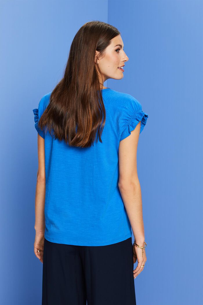 Tričko s nařasenými rukávy, 100% bavlna, BRIGHT BLUE, detail image number 3