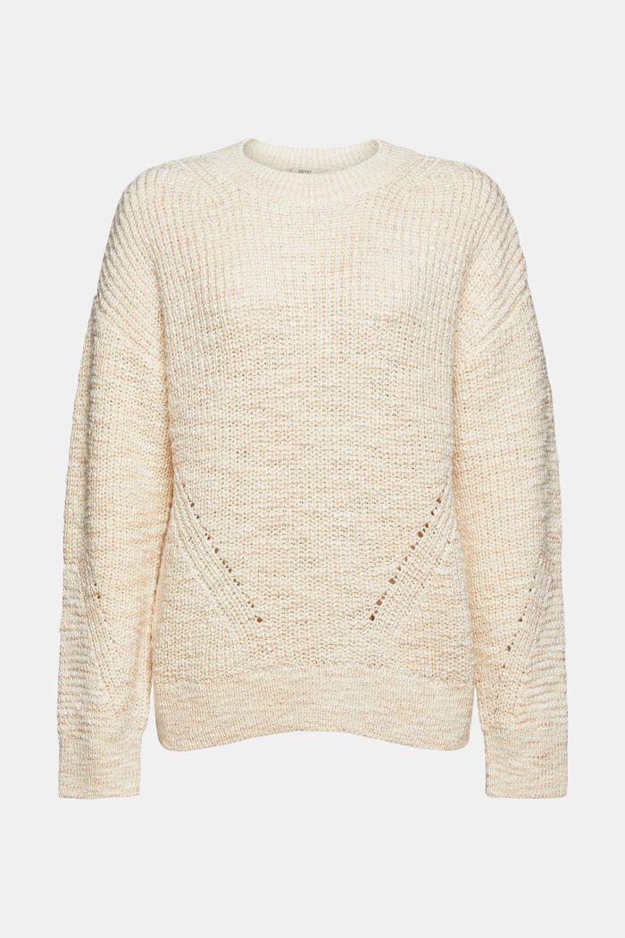 Pletený pulovr ze směsi s bio bavlnou, OFF WHITE, overview