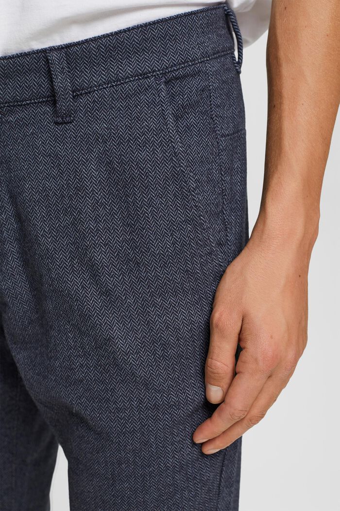 Kalhoty se vzorem rybí kosti, štíhlý střih Slim Fit, NAVY, detail image number 0