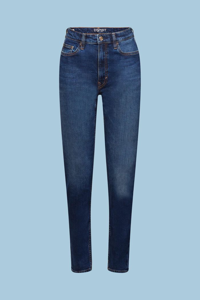 Retro klasické džíny s vysokým pasem, BLUE DARK WASHED, detail image number 6