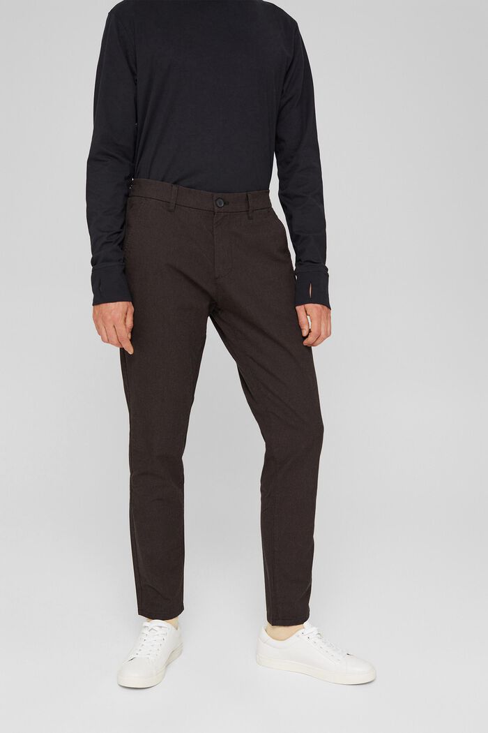 Chino kalhoty, počesaná tkanina, DARK BROWN, detail image number 1