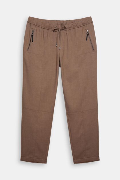 CURVY kalhoty v joggingovém stylu, TAUPE, overview