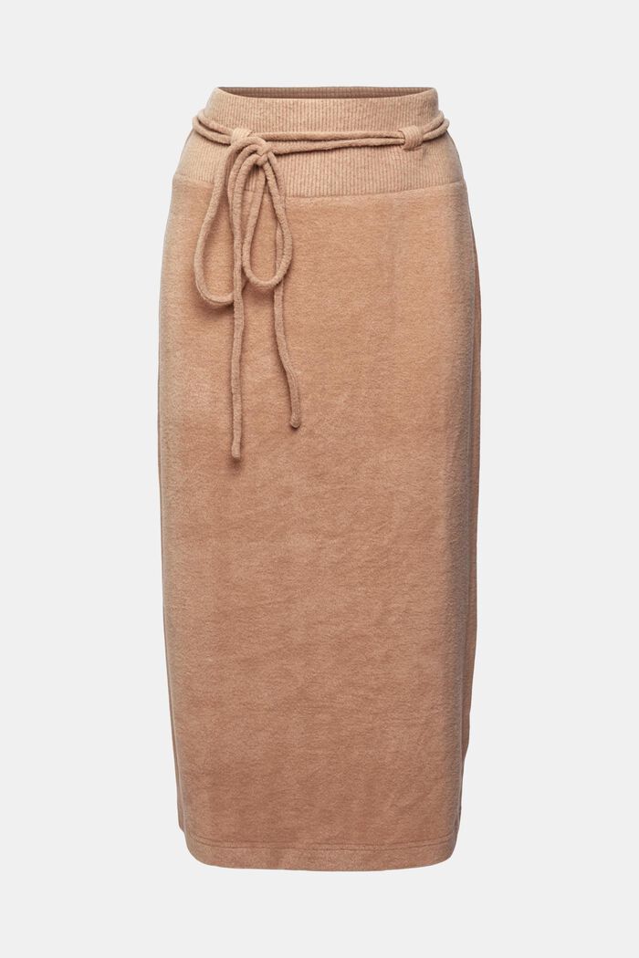 Pletená midi sukně s vázačkou
