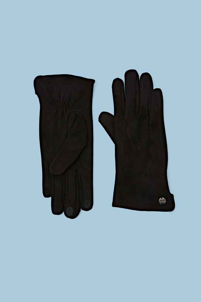 Dotykové rukavice z imitace semiše, BLACK, detail image number 0