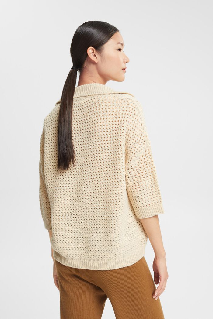 S alpakou: pulovr z pleteniny se strukturou, CREAM BEIGE, detail image number 3