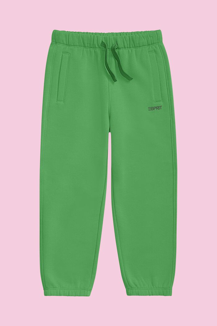 Teplákové kalhoty s logem, z bavlněné směsi, GREEN, detail image number 1