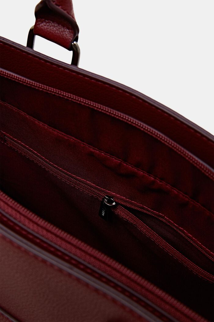 Kabelka tote bag z imitace kůže, GARNET RED, detail image number 3