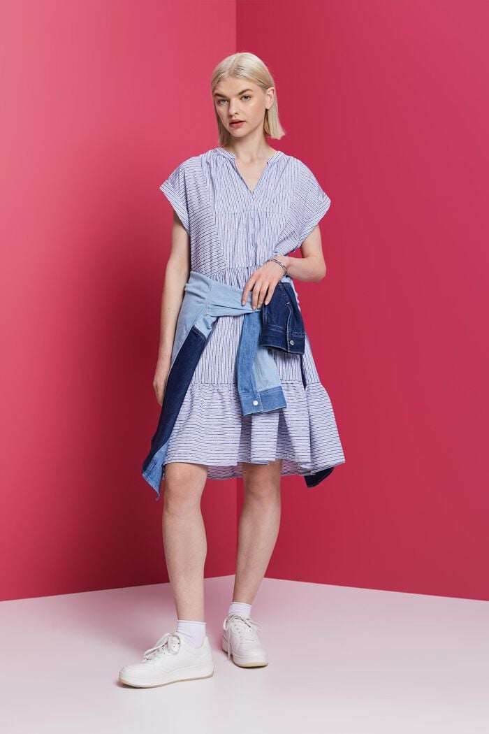 Pruhované šaty, 100 % bavlna, BRIGHT BLUE, detail image number 1