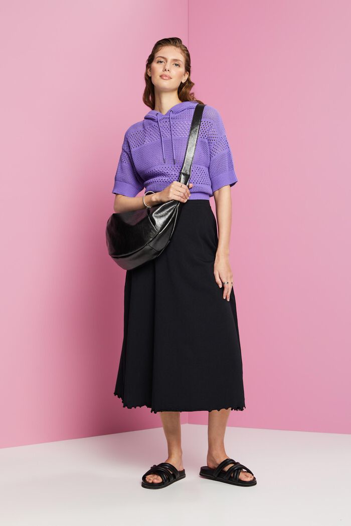 Žerzejová midi sukně, udržitelná bavlna, BLACK, detail image number 1