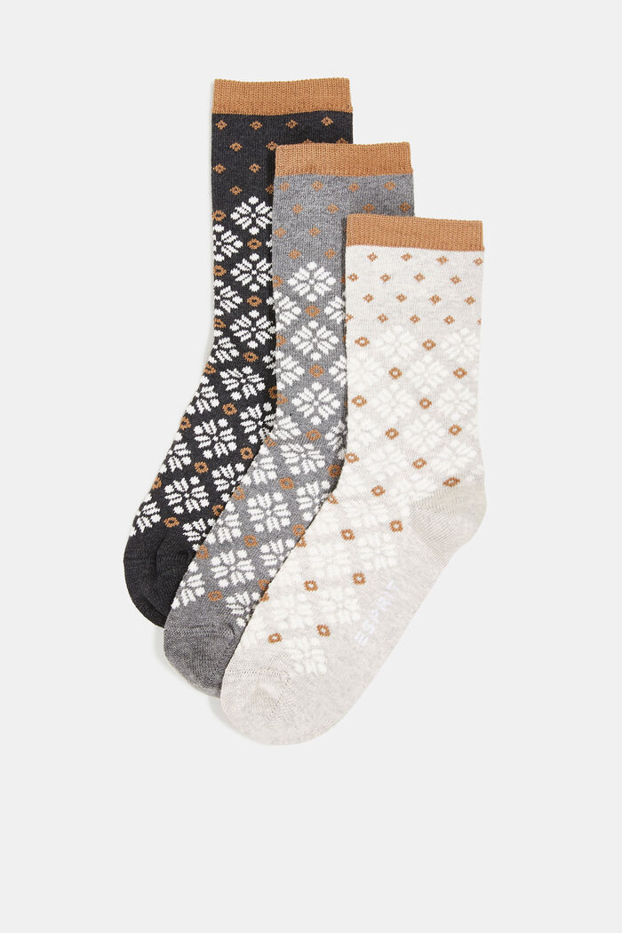 Balení 3 párů robustních norských pletených ponožek, GREY/BEIGE, detail image number 0