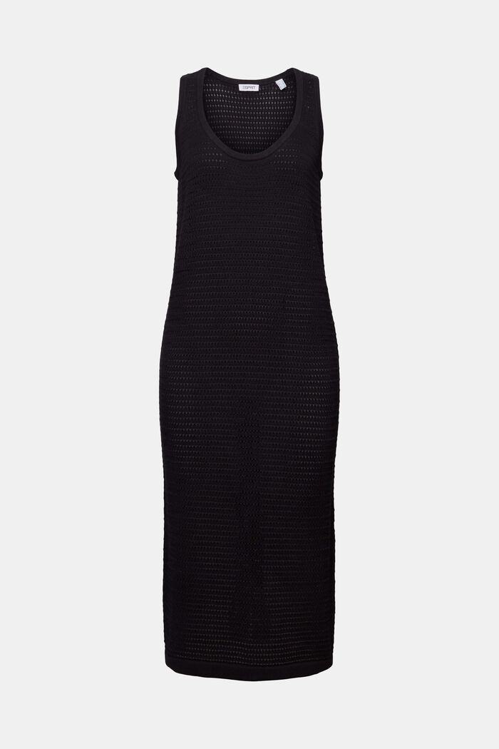 Midi šaty bez rukávů, z dírkované pleteniny, BLACK, detail image number 6