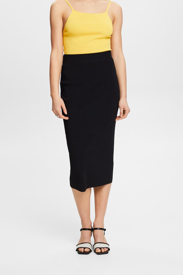Midi sukně z materiálu Tech Knit, BLACK, detail image number 0