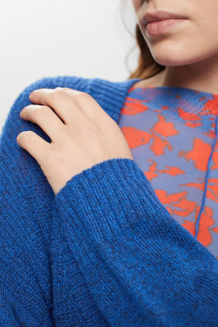 Vlněná směs: pulovr se špičatým výstřihem, BLUE, detail image number 2