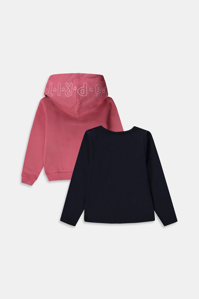 Souprava: tričko s dlouhým rukávem a tepláková bunda, CORAL, detail image number 1