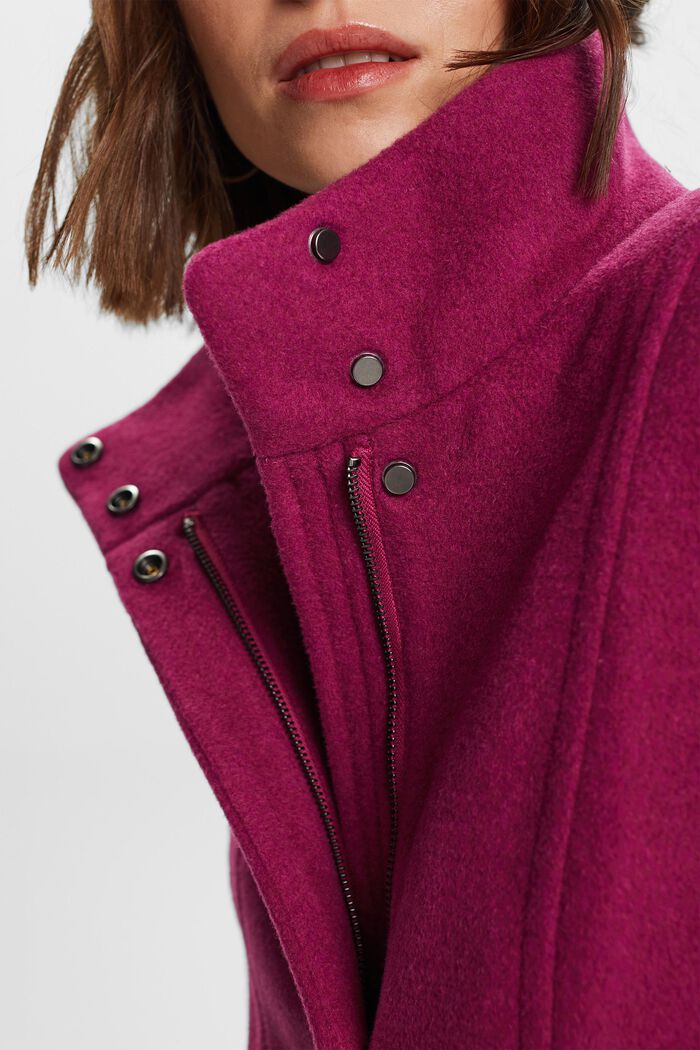 Z recyklovaného materiálu: kabát s vlnou, DARK PINK, detail image number 2