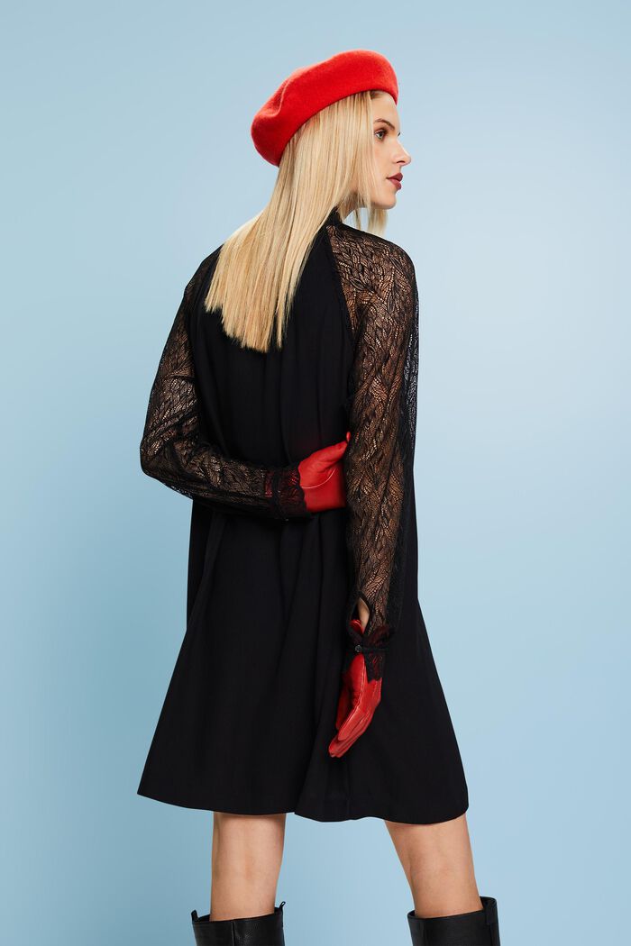 Mini šaty s krajkovými lemy, BLACK, detail image number 3