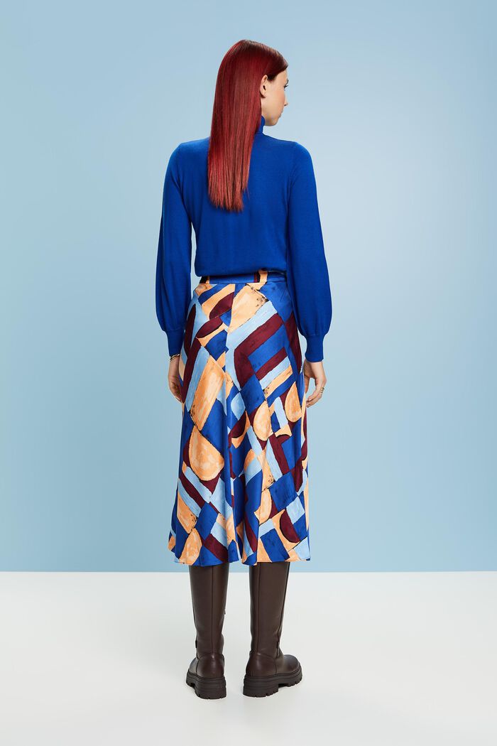 Vzorovaná saténová midi sukně, BLUE, detail image number 4