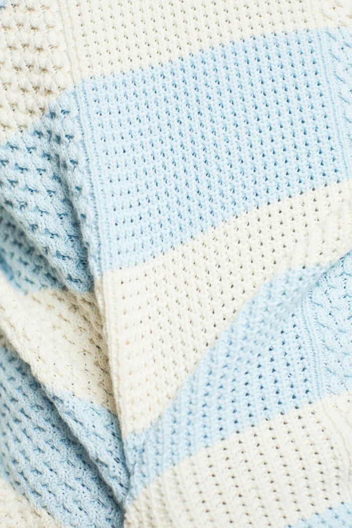 Pruhovaný bavlněný pulovr z copánkové pleteniny, PASTEL BLUE, detail image number 5