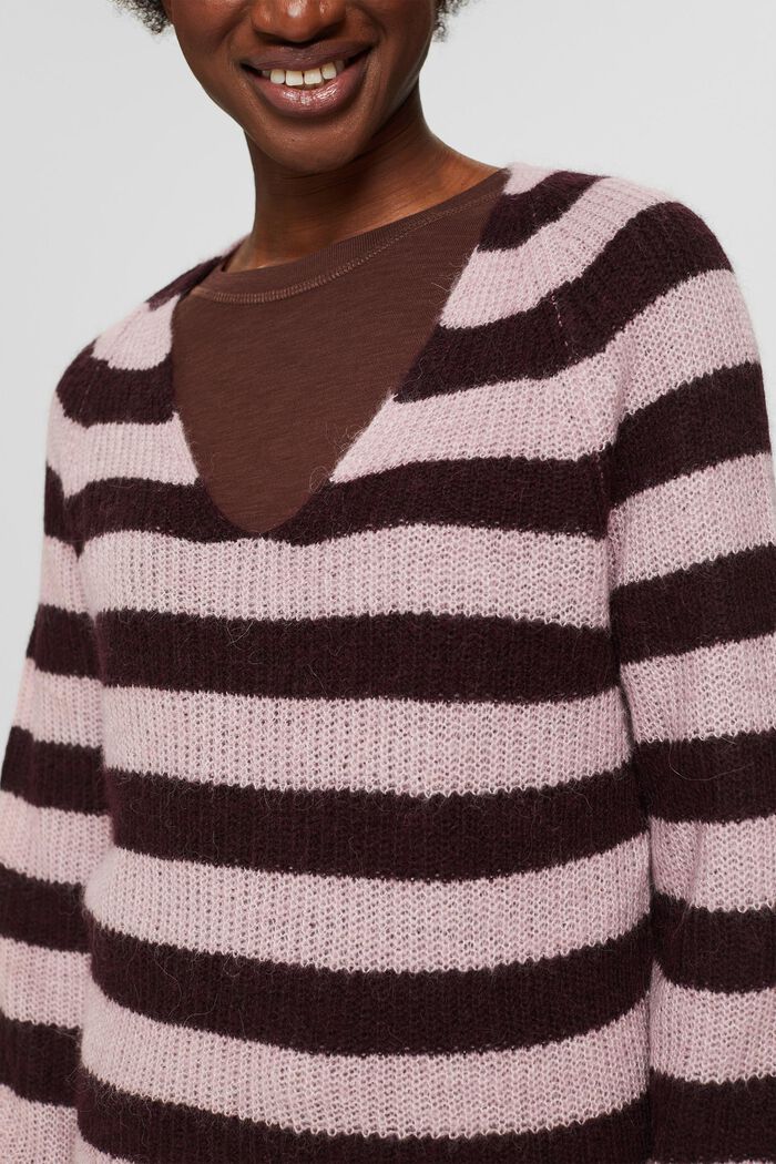 S vlnou/alpakou: pulovr se špičatým výstřihem, OLD PINK, detail image number 2