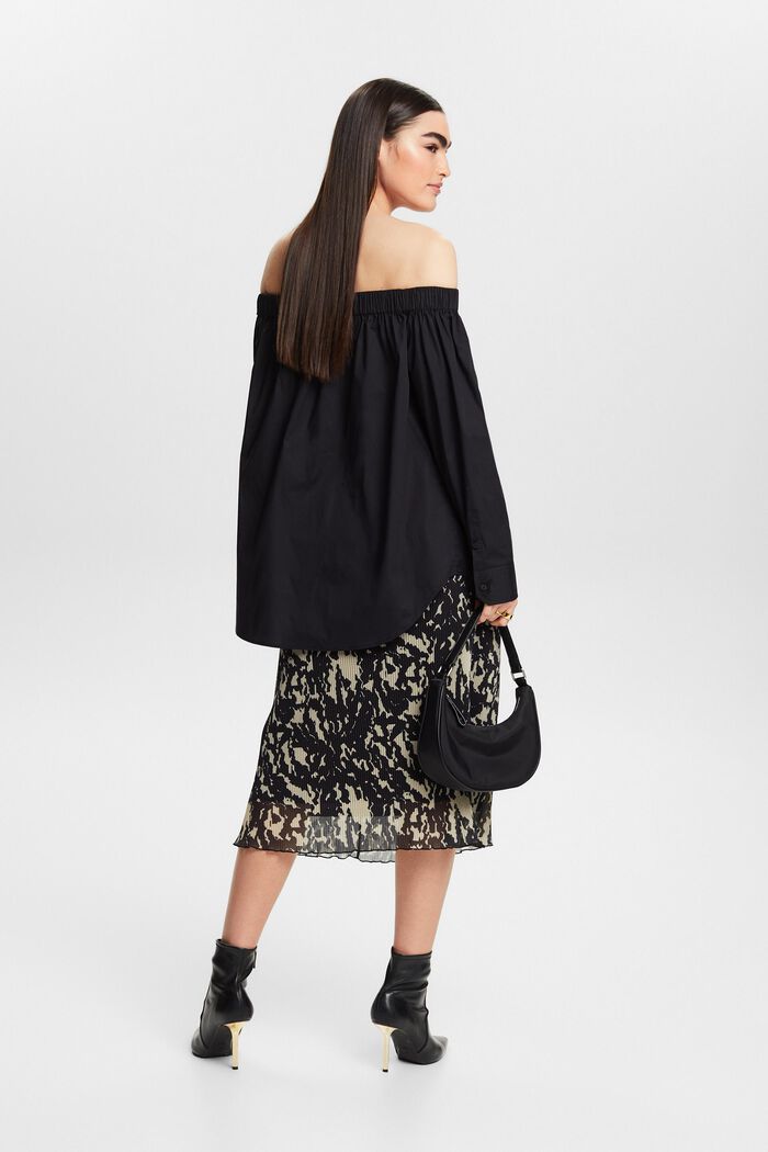 Midi sukně s potiskem, ze síťoviny, BLACK, detail image number 2