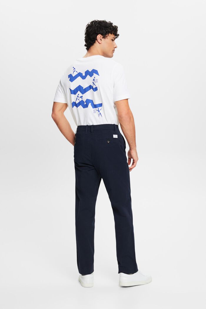 Kalhoty chino, bavlněný kepr, rovný střih, NAVY, detail image number 2
