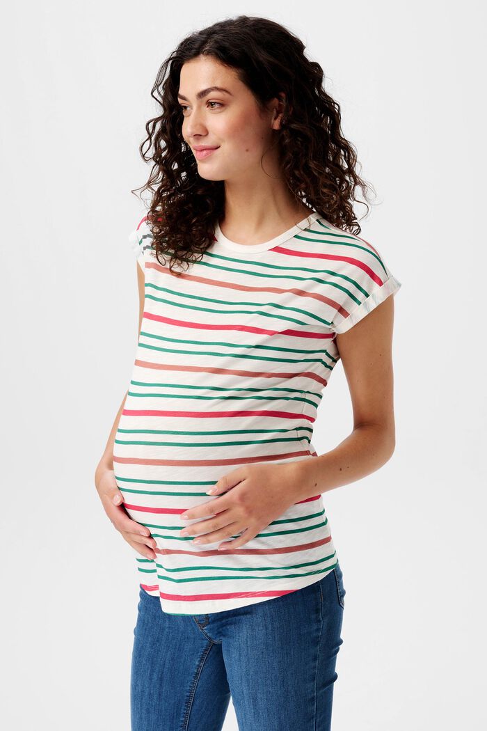 Pruhované těhotenské tričko, OFF WHITE, detail image number 0