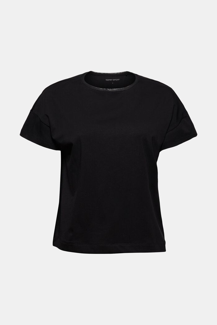 Hranaté tričko se síťovinou, bio bavlna, BLACK, overview