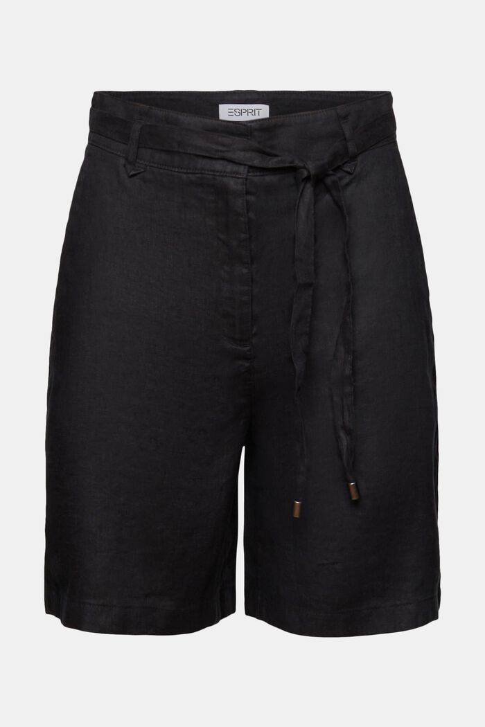 Lněné šortky se širokými nohavicemi, BLACK, detail image number 7