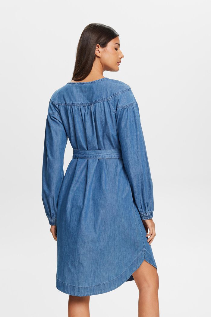 Lehké džínové šaty s vázačkou, BLUE MEDIUM WASHED, detail image number 3