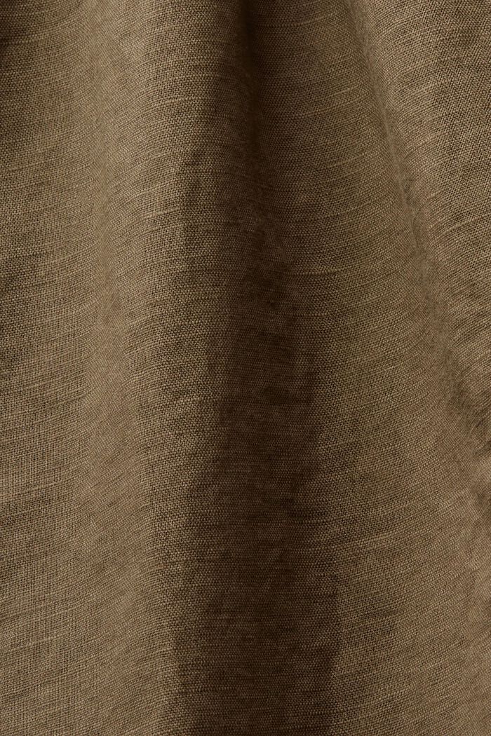 Nabíraná halenka bez rukávů, ze směsi lnu a bavlny, KHAKI GREEN, detail image number 5